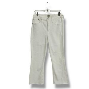 J.Crew White Denim Flared Leg Jeans Women’s Size 31 Frayed Hem